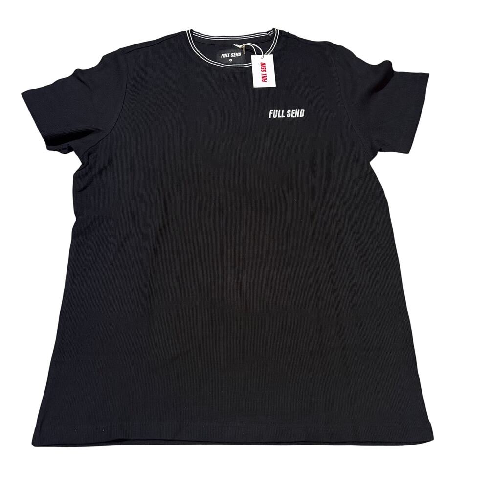 NWT Full Send Black Ribbed Crewneck Shirt‎ Nelk Boys Podcast Logo